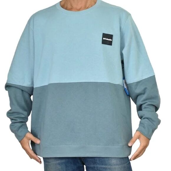 Columbia Hawkins Cliff Men's Blue color block Crew neck Sweatshirt XL - Picture 1 of 8